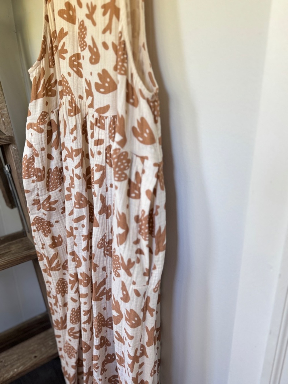 ✨Rylee + Cru Abstract Print Maxi Dress L Boho Pockets - Picture 2 of 7